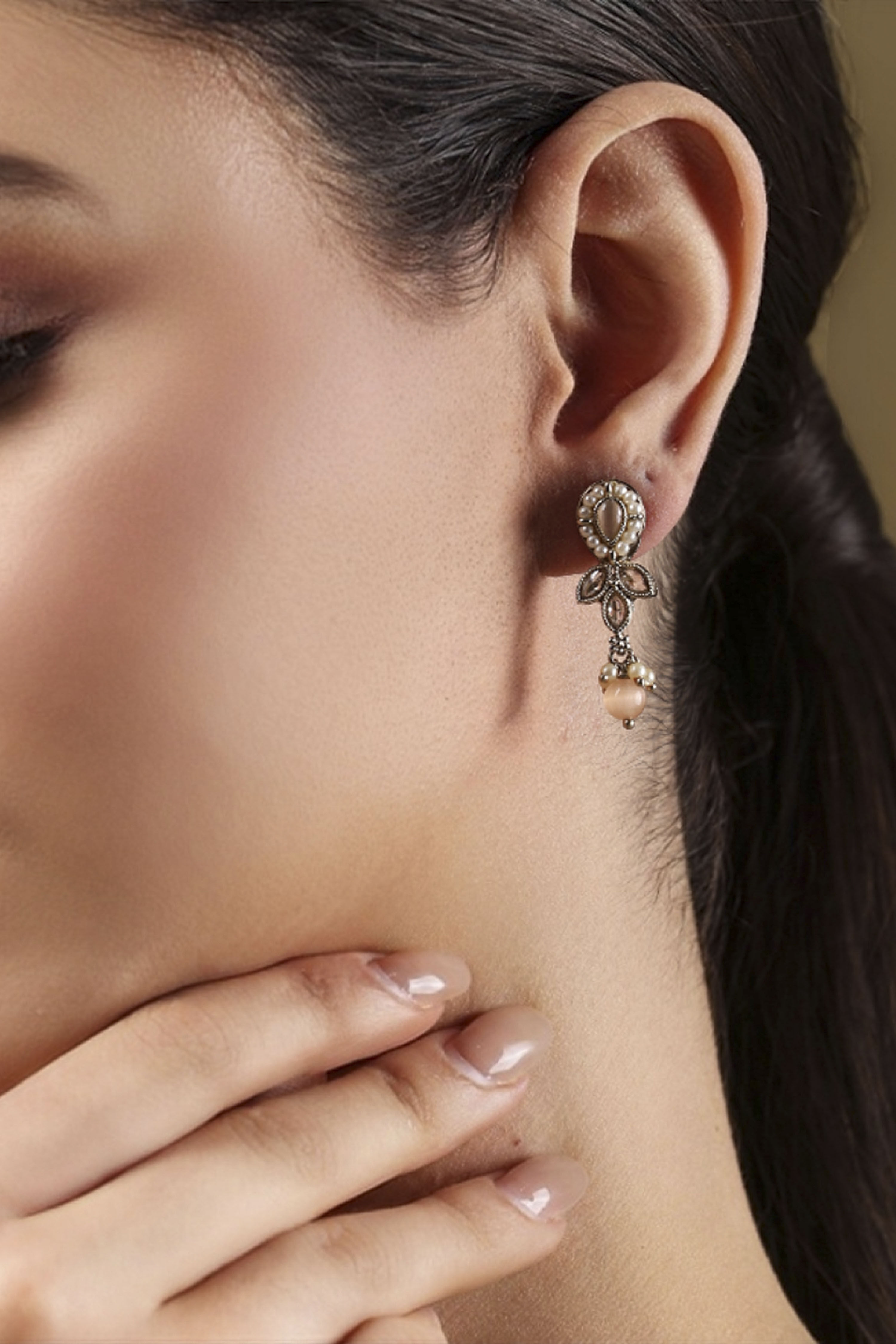 Peach Alloy Drop & Danglers image number 1