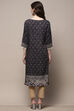 Black Rayon Straight Kurta image number 3