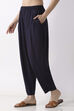 Indigo Blue Viscose Rayon Relaxed Solid Pants image number 2