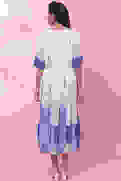 Indigo LIVA Flared Printed Dress image number 4