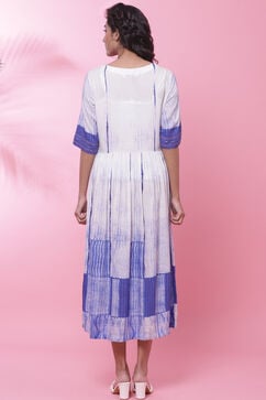 Indigo LIVA Flared Printed Dress image number 4