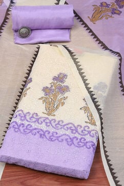 Lavender Cotton Blend Unstitched Suit set image number 0