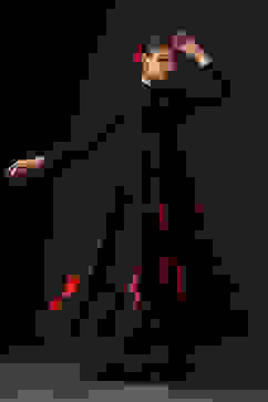 Rohit Bal Black Cotton Silk Anarkali Printed Suit Set image number 6