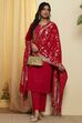 Red Floral Woven Design Dupatta