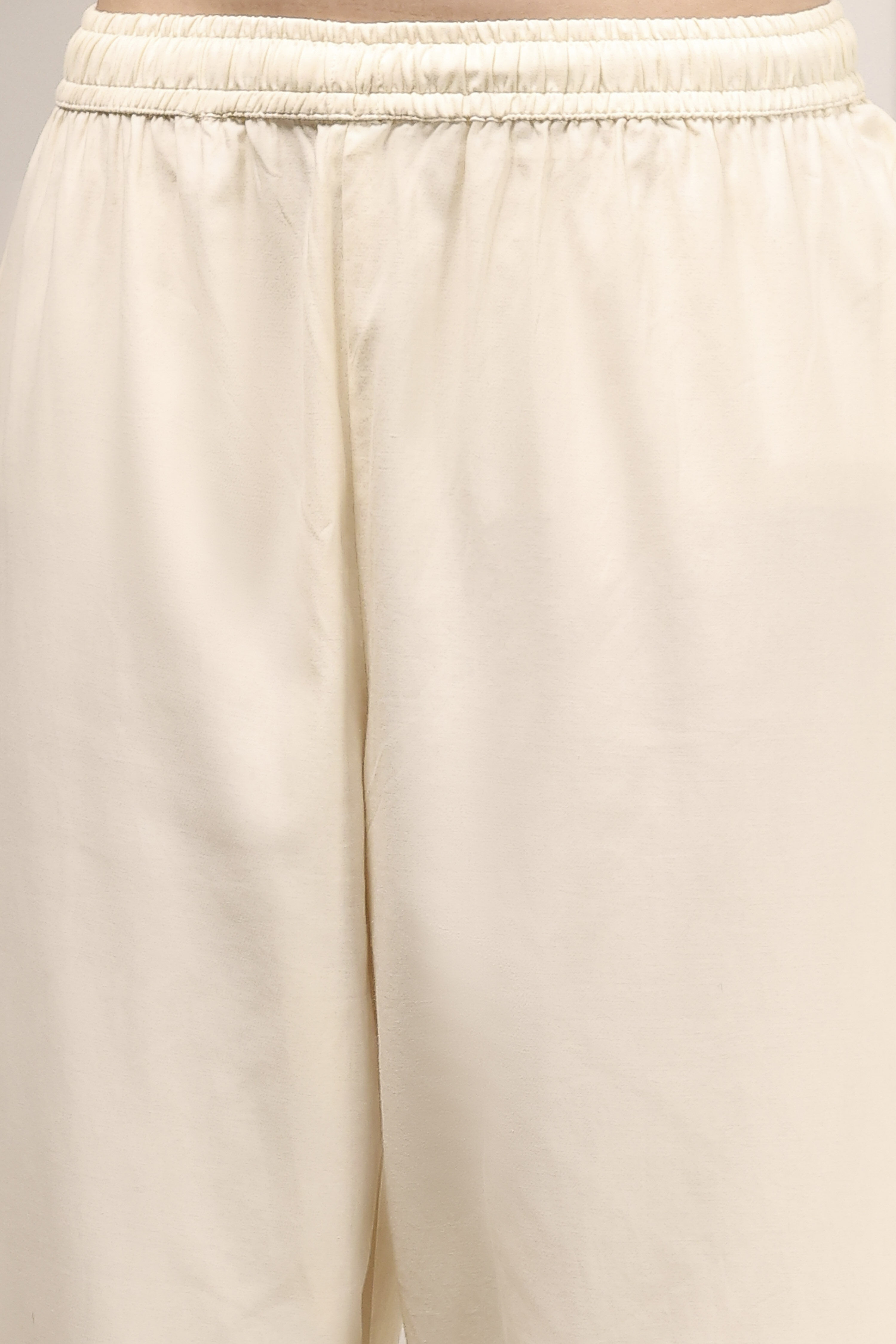 Natural White Chanderi Embroidered Straight Suit Set image number 2