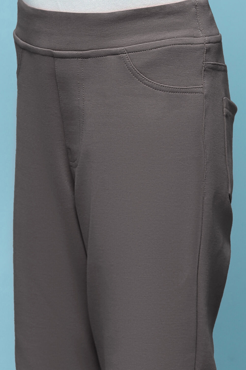 Grey Cotton Lycra Skinny Jeggings image number 1