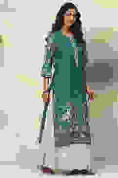 Green Straight Viscose Kurta image number 2