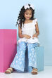 White Cotton Printed A-line Suit Set