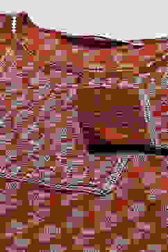 Terracotta Red Art Silk Straight Kurta Palazzo Suit Set image number 1