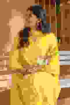 Lime Yellow Cotton Straight Suit Set image number 0