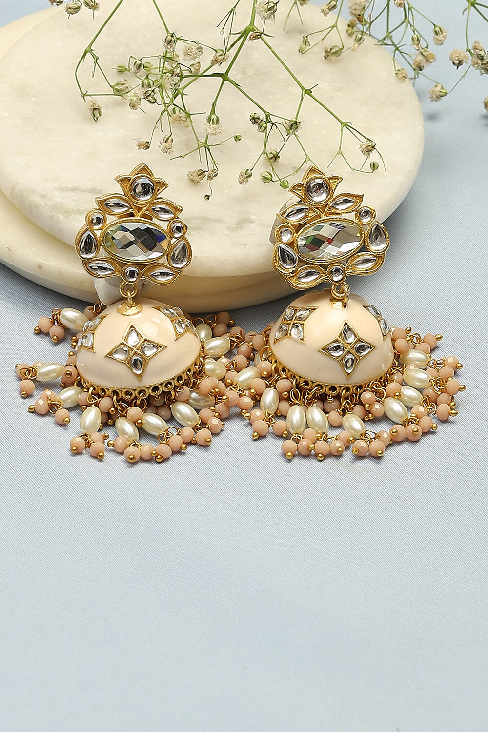 Peach Brass Earrings image number 0