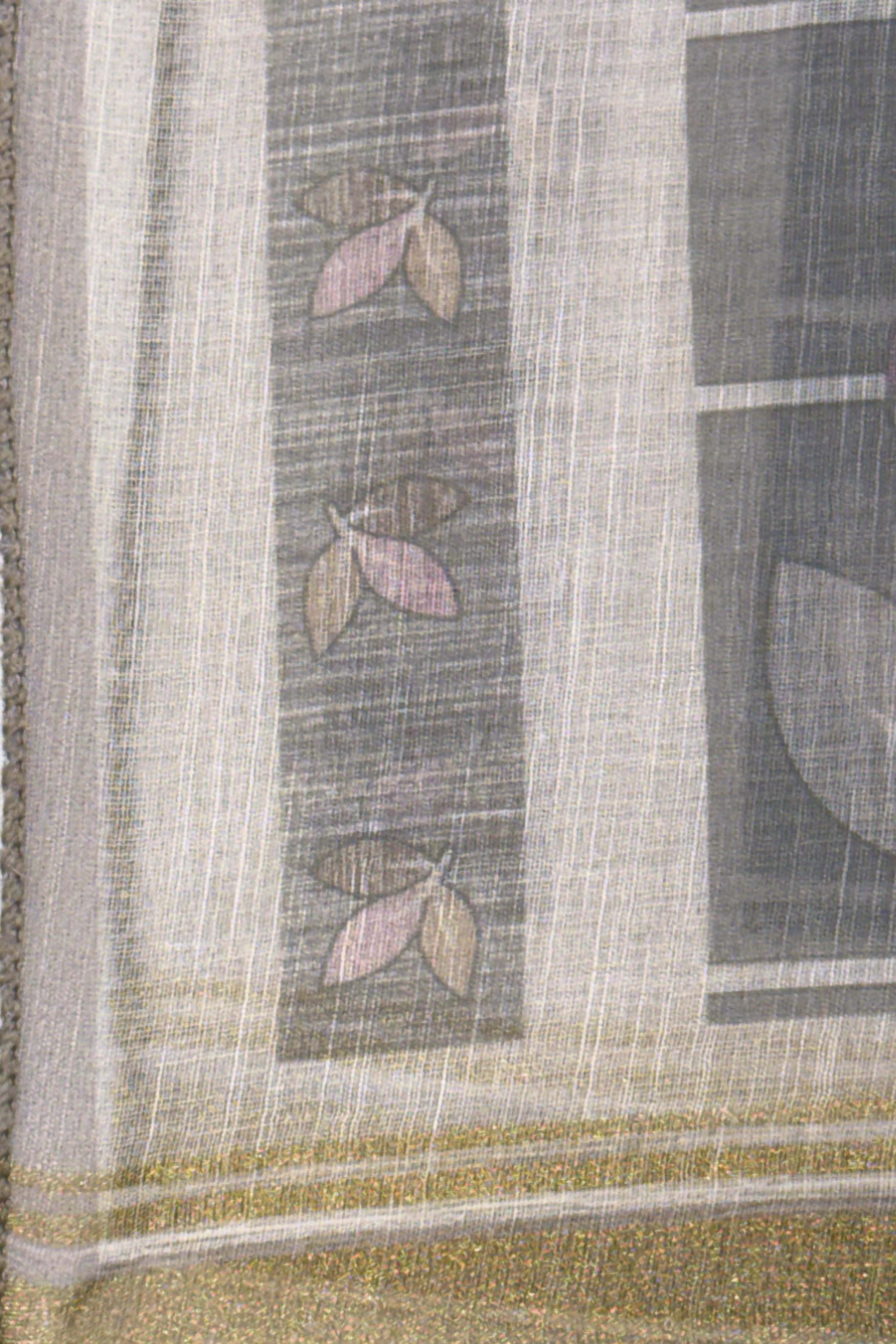 Peach Linen Printed Unstitched Suit Set image number 4