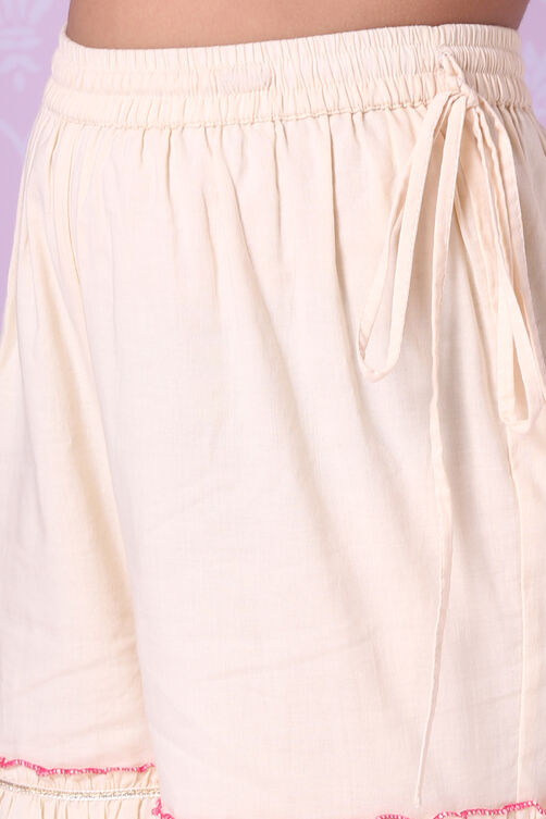 Cream Cotton Sharara Kurta Sharara Suit Set image number 3