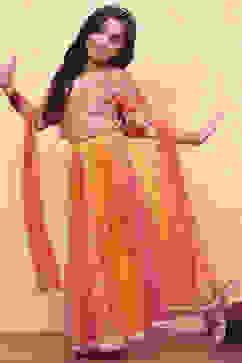 Yellow and Pink Embellished Festive Flared Lehenga Set image number 0