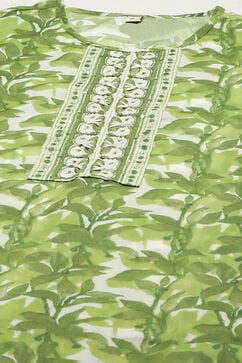 Green Silk Blend Printed Unstitched Suit Set image number 2