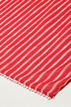 Red Cotton Blend Straight Kurta Palazzo Suit Set image number 3