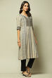 Beige & Black LIVA Straight Printed Kurta image number 5