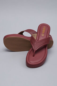 Maroon Synthetic Wedges image number 4