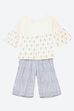 Off White Printed Short Top & Culllots Set image number 2