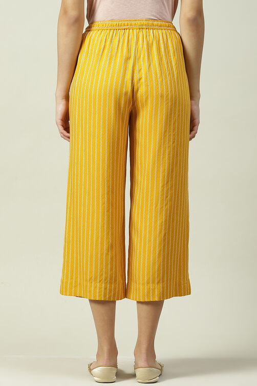 Mustard Cotton Straight Palazzo image number 4