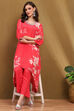 Coral Modal Floral Printed Asymmetric Kurta Set image number 0