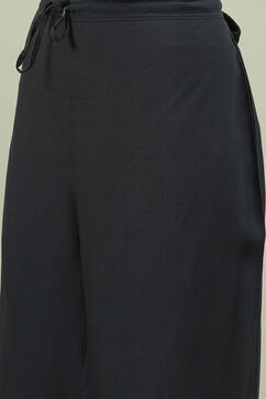 Black Rayon Printed Straight Pant Kurta Palazzo Suit Set image number 2