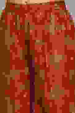 Orange Viscose Blend Straight Printed Suit Set image number 2