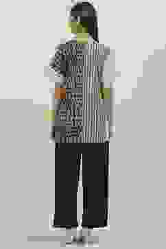 Black & White Cotton Printed Kaftan Nightwear image number 4