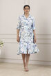 Blue Viscose Rayon A-Line Dress image number 5