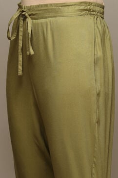 Mehandi Rayon Straight Kurta Pants Suit Set image number 2