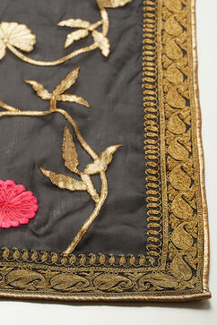 Rohit Bal Black Chanderi Silk Solid Saree With Blouse image number 1