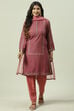Onion Pink Printed Straight Kurta Salwar Suit Set