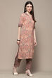 Peach Grey Rayon Straight Kurta Set image number 5