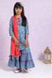 Blue Cotton Sharara Kurta Sharara Suit Set