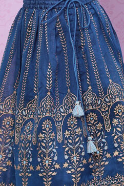 Blue Art Silk Flared Lehenga image number 2
