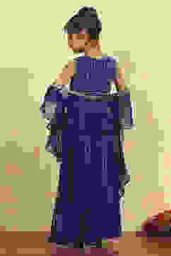 Blue Polyester Printed Short TOP Suit Set image number 4