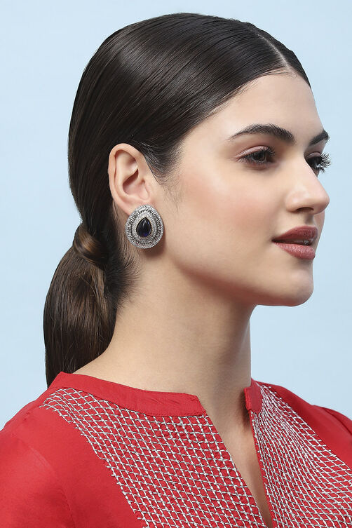 Navy Kundan Festive Studs image number 1