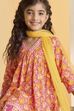 Pink Cotton Floral Anarkali Kurta Set image number 1
