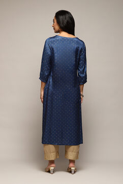 Teal Viscose Straight Printed Kurta image number 4