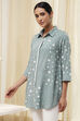 Blue Printed High-Low Short Kurta image number 2