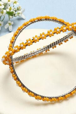 Orange Cream Metal Beads Bangles image number 1