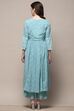 Turquoise Rayon Gathered Suit Set image number 5