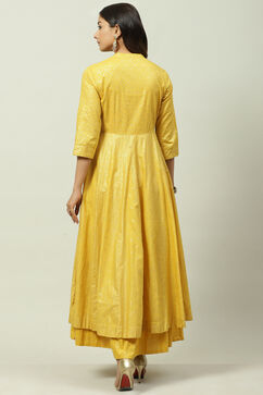 Ochre Cotton Flared Fusion Printed Dress image number 4