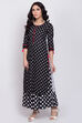 Black And White Cotton Straight Printed Kurta image number 2