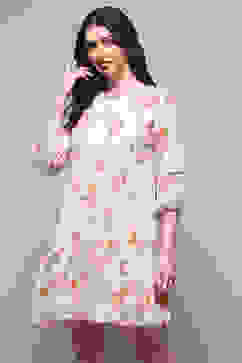 White Cotton A-Line Dress image number 2