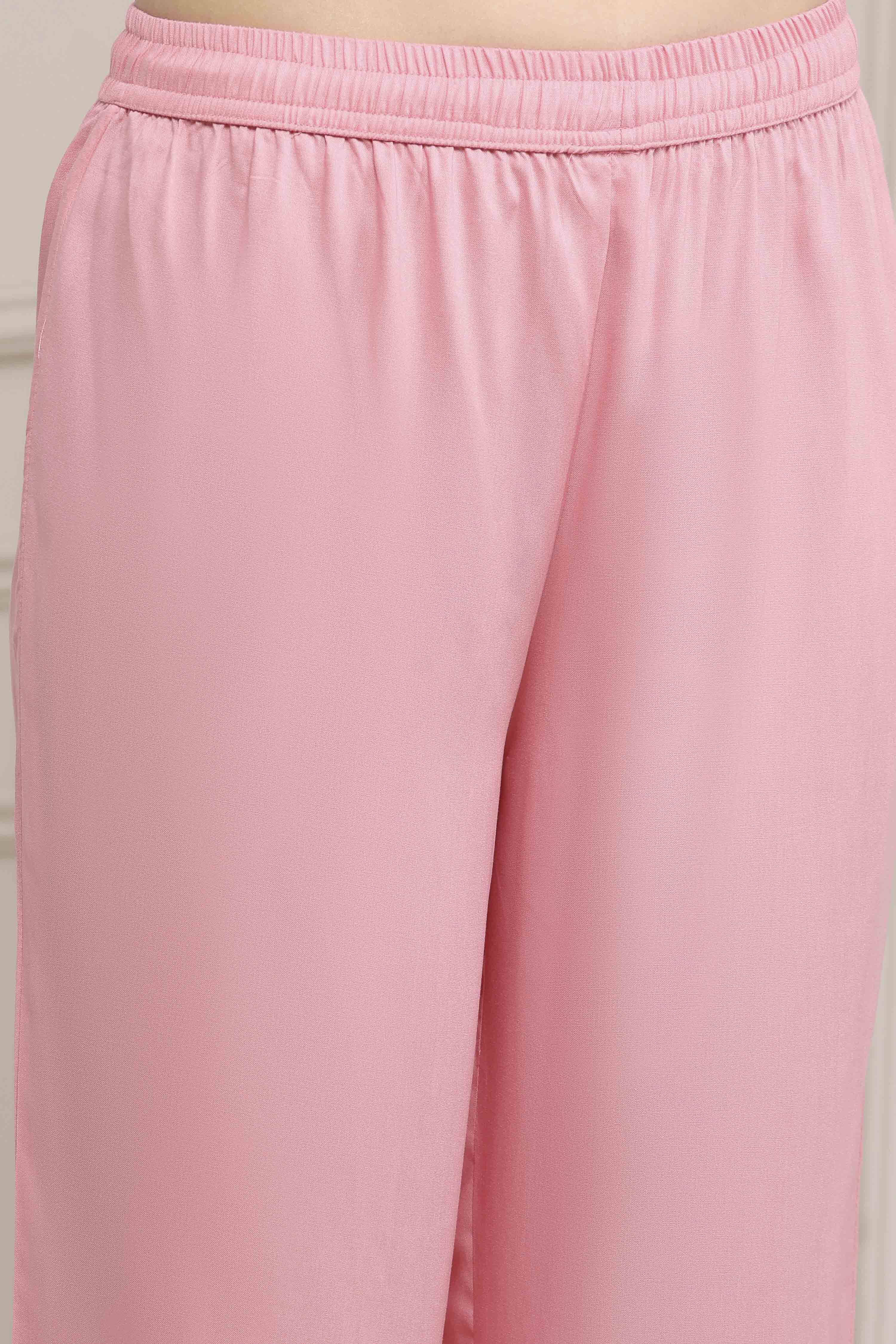 Beige Cotton Straight Suit Set image number 2