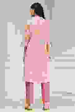 Coral Cotton Printed A-Line Kurta image number 3