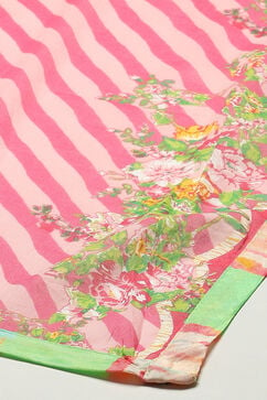 Pink & Green Cotton Straight Kurta Palazzo Suit Set image number 4