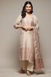 Beige Cotton Blend Straight Kurta Suit Set image number 7