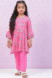 Pink Rayon Kalidar Printed Kurta Set image number 0